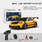 Rc Drift Araba Porsche 911, Jiroskop ve LED Işıklı 15 Km/h Hız - Sarı