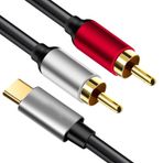 RCA USB C Ses Kablosu 3 ft, Tip C - 2 Erkek RCA Araba Stereo Kablosu, Telefon Dizüstü Bilgisayar Tablet Hoparlörü için USB-C Ses Kablosu, Samsung S22 Galaxy, Google Pixel, Ev Sineması