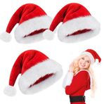 RCYHCY Noel şapkası, 3 adet yetişkin Noel Baba şapkası, pelüş Noel Baba şapkası, erkekler ve kadınlar için, sıcak kalın kürk kenarlı Noel Baba şapkası, Noel kutlamaları, yeni yıl partileri için