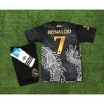 Real Madrid 2023/24 Yeni Sezon Dragon ( Ejderha) Desenli Cristiano Ronaldo Çocuk Forması+Şort+Çorap 3'lü Set - 8 - 9 Yaş - Siyah