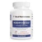 Real Mushrooms Zinc and Vitamin D2 120 Capsules Organic Chaga and Reishi Mushroom Extracts Vegan Non-GMO Gluten-Free . (Renksiz)