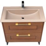 Real Stone 80 cm Masif Kapak Banyo Dolabı - Ceviz
