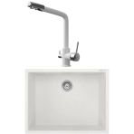Real Stone K012 Beyaz Mutfak Evyesi + Abant Beyaz Arıtmalı Mutfak Bataryası