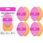 Real Techniques 4 Paket 2&Apos;Si 1 Arada Puflar, Çift Taraflı Makyaj Karıştırma Pufu, Tersinir Elastik Bant, Hassas Makyaj Süngeri Pudra Pufu,