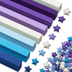 Realand 2700 yaprak origami yıldız kağıt şeritler, mavi + mor gradyan düz renk kağıt yıldız şeritler çift taraflı şanslı yıldız katlanır kağıt dekorasyon kendin yap el sanatları
