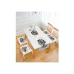 RealHomes 40x40 cm Renkli Tropik Yaprak Tasarımlı 4 Pofidik Sandalye Minderi ve 1 Runner Seti
