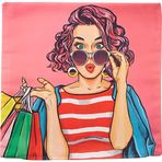 RealHomes 43×43 cm Pembe Pop Art Desenli Dekoratif Yastık ve Kırlent Kılıfı