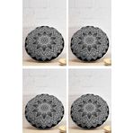 Realhomes 43x43 cm Renkli 4'lü Realhomes Mandala Desen Tasarımlı Dijital Baskılı Yuvarlak Yastık Kırlent Kılıf Seti