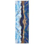 Realhomes 45x140 cm Renkli Altın Varaklı Mavi Zeminli Modern Özel Tasarım Püsküllü Şönil Üçgen Runner