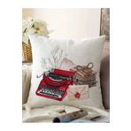 RealHomes Antika Daktilo Motifli Dijital Baskılı Dekoratif Raşel Örme Yastık Kırlent Kılıfı, Sonil-K10398-43x43cm