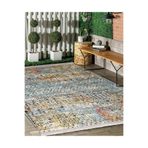 RealHomes Antika Zemin Eskitme Motifli Tribal Desenli Etnik Motifler Eskitme Motifli Kaymaz Taban Saçaklı Halı HaliDik-Deluxe-11879, 60 x 120