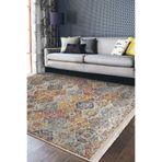RealHomes Antika Zemin Eskitme Motifli Uşak Desenli Avangarde Etnik Motifler Salon Koridor Antre Saçaklı Halı HaliDik-Deluxe-11212, 150 x 300