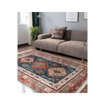 RealHomes Antika Zemin Pers Motifli Kilim Desenli Etnik Motif Vintage Oturma Odası Kaymaz Taban Saçaklı Halı HaliDik-Deluxe-11220, 100 x 100