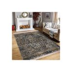 RealHomes Antika Zeminde Geleneksel Motifli Kilim Desenli Avangarde Eskitme Motifli Yatak Odası Saçaklı Halı HaliDik-Deluxe-12050, 80 x 100