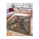 RealHomes Antika Zeminde Otantik Motifli Hereke Desenli Etnik Motifler Vintage Salon Kaymaz Taban Saçaklı Halı HaliDik-Deluxe-11498, 150 x 150