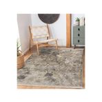 RealHomes Bej Gri Zemin Eskitme Motifli Antika Desenli Vintage Eskitme Motifli Salon Kaymaz Taban Saçaklı Halı HaliDik-Deluxe-12030, 80 x 100
