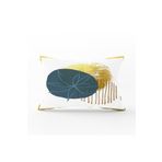 RealHomes Beyaz Zeminde Gold Cerceve Icınde Oval Desenli Modern Dikdörtgen Yastık Kırlent Kılıfı