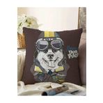 RealHomes Brave Dog Pilot Motifli Dijital Baskılı Modern Çift Taraflı Raşel Örme Yastık Kırlent Kılıfı, Sonil-K-5664-55x55cm