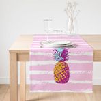 Realhomes Canlı Renkli Ananas Motifli Dijital Baskılı Süet Runner