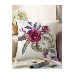 RealHomes Cep Saati Motifli Kuş Tüyü Desenli Dekoratif Çift Taraflı Raşel Örme Yastık Kırlent Kılıfı, Sonil-K2502-43x43cm