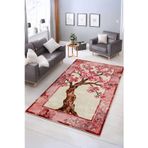 Realhomes Çiçekli Sakura Desenli Yıkanabilir Kaymaz Taban Salon Halısı