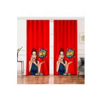 RealHomes Çift Kanat Kırmızı Zeminli Popart Wow Desenli Modern Salon Fon Perdesi
