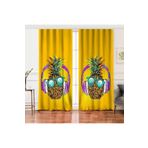 RealHomes Çift Kanat Summer Ananas Tasarımlı Salon Fon Perdesi