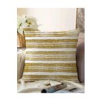 RealHomes Çift Taraflı Beyaz Zeminde Gold Renkli Yaprak Desenli Dijital Baskılı Modern Raşel Yastık Kılıfı, Sonil-K7162-43x43cm