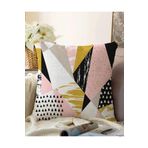 RealHomes Çift Taraflı Beyaz Zeminli Renkli Geometrik Desenli Dijital Baskılı Modern Raşel Örme Yastık Kılıfı, Sonil-K8228-43x43cm