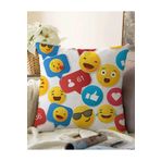 RealHomes Çift Taraflı Emoji Ve Like Dijital Baskılı Modern Raşel Örme Yastık Kılıfı, Sonil-K-4934-55x55cm