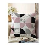 RealHomes Çift Taraflı Geometrik Şekiller Içerisinde Fuşya Mermer Desenli Modern Raşel Örme Yastık Kılıfı, Sonil-K5324-43x43cm