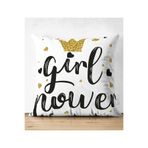 RealHomes Çift Taraflı Girl Power Yazı Desenli Dijital Baskılı Modern Süet Yastık Kılıfı