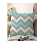 RealHomes Çift Taraflı Gri Turkuaz Zigzag Desenli Dijital Baskılı Dekoratif Raşel Örme Kırlent Kılıfı, Sonil-K2179-43x43cm