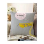 RealHomes Çift Taraflı Gri Zeminde Leylek Motifli Özel Tasarım Çocuk Odası Raşel Örme Yastık Kırlent Kılıfı, Sonil-K4591-43x43cm