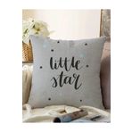 RealHomes Çift Taraflı Gri Zeminde Little Star Yıldız Tasarımlı Bebek Odası Raşel Örme Yastık Kırlent Kılıfı, Sonil-K-4482-55x55cm