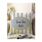 RealHomes Çift Taraflı Gri Zeminde Save The Date Motifli Çocuk Odası Raşel Örme Yastık Kırlent Kılıfı, Sonil-K-4825-55x55cm