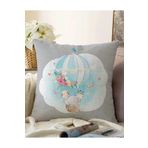 RealHomes Çift Taraflı Gri Zeminde Uçan Balon Desenli Dijital Baskılı Çocuk Odası Raşel Yastık Kırlent Kılıfı, Sonil-K4320g-43x43cm
