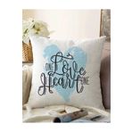 RealHomes Çift Taraflı Love Heart Yazı Desenli Dijital Baskılı Modern Raşel Örme Yastık Kırlent Kılıfı, Sonil-K-2103-55x55cm