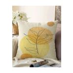 RealHomes Çift Taraflı Onedraw Çizimli Yaprak Desenli Dijital Baskılı Modern Raşel Örme Yastık Kılıfı, Sonil-K7453-43x43cm