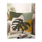 RealHomes Çift Taraflı Onedraw Çizimli Yaprak Desenli Dijital Baskılı Modern Raşel Örme Yastık Kılıfı, Sonil-K7518-43x43cm