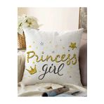 RealHomes Çift Taraflı Princess Girl Yazı Desenli Dijital Modern Raşel Örme Yastık Kılıfı, Sonil-K-2118-55x55cm