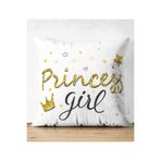 RealHomes Çift Taraflı Princess Girl Yazı Desenli Dijital Modern Süet Yastık Kılıfı