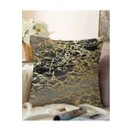 RealHomes Çift Taraflı Siyah Zeminde Gold Renkli Çizim Desenli Dijital Baskılı Modern Raşel Örme Yastık Kılıfı, Sonil-K7227-43x43cm