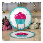 RealHomes Cup Cake Desenli Dijital Baskılı Modern 2 1 Yuvarlak Servis Altlığı Supla