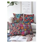RealHomes Dekoratif Kilim Desenli 4'lü Çift Taraflı Raşel Örme Yastık Kırlent Kılıf Seti