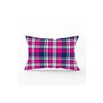 RealHomes DIK-3077 Pembe Lacivert Ekose Desenli Dekoratif Dikdörtgen Kırlent Kılıfı