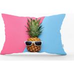 RealHomes DIK-3175 Mavi Pembe Ananas Desenli Modern Dikdörtgen Kırlent Kılıfı
