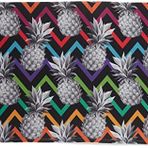 RealHomes DIK-3250 Siyah Zigzag Temalı Ananas Desenli Modern Dikdörtgen Kırlent Kılıfı
