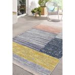 RealHomes Eskitme Zeminde Kilim Motifli Boyama Desenli Klasik Salon & Oturma Odası Balkon Kaymaz Saçaklı Halı HaliDik-Deluxe-11115, 80 x 400