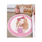 RealHomes Fashion Girl Çocuk & Genç Odası Makinede Yıkanabilir Kaymaz Tabanlı Püsküllü Yuvarlak Çocuk Halısı HaliYuvCck-Deluxe-716, 80 x 80